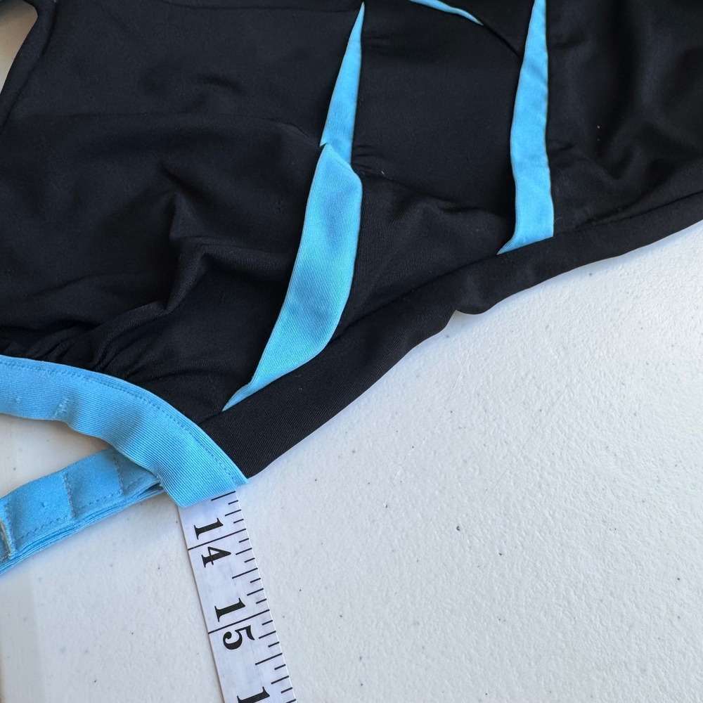 Carol Wior Slimsuit Black Light Blue Underwire Vintage Size 10 - Picture 9 of 11